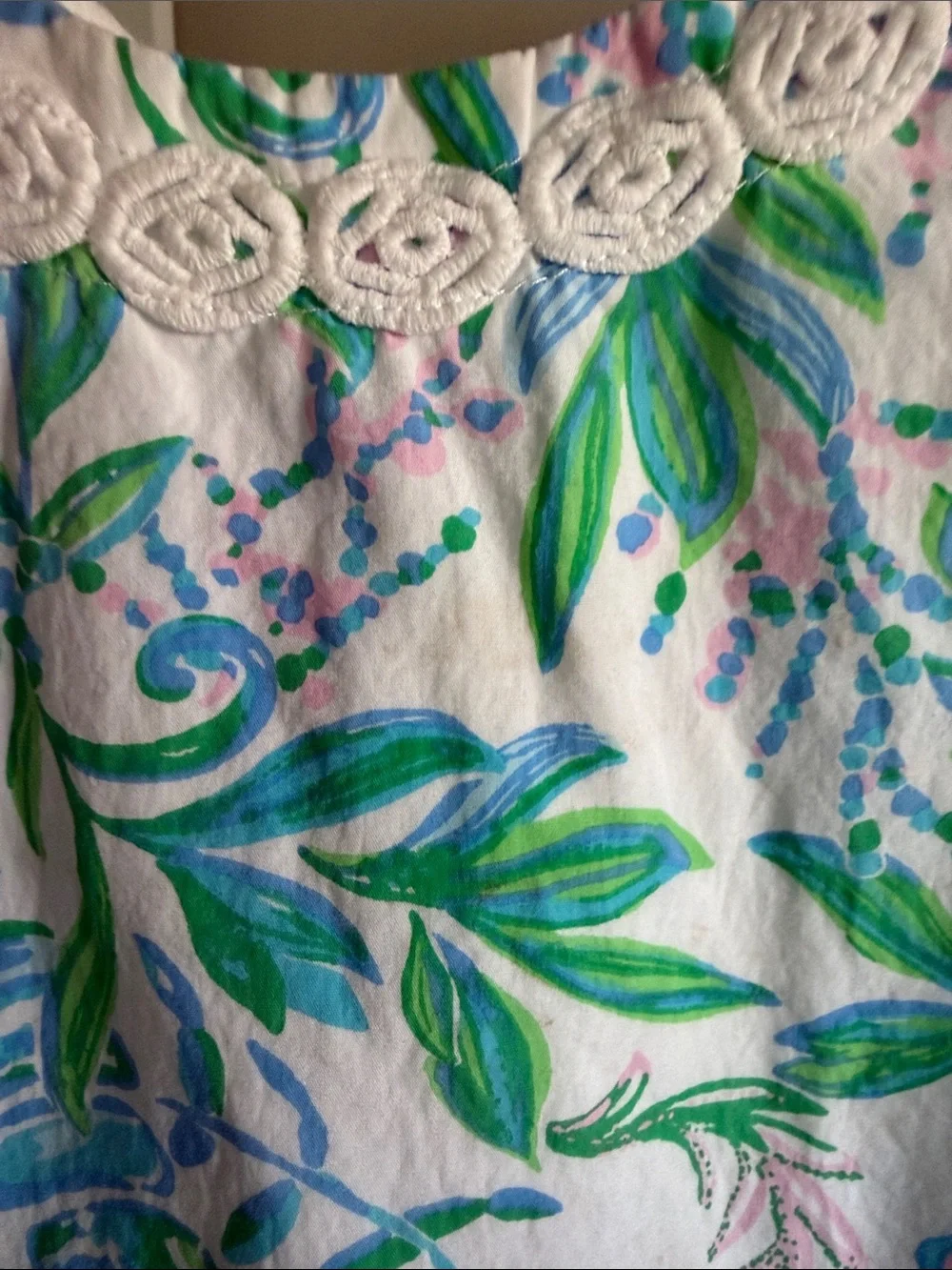 Lilly Pulitzer Floral Sleeveless Girls' Dress with Green & Blue Print